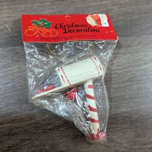 Vintage Christmas Decoration Air Mail Candy Cane Mailbox Ornament NOS
